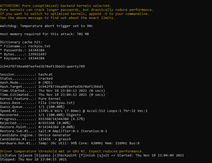 Hashcat cracking