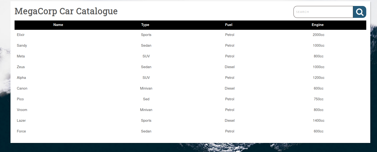 Search option with a catalog
