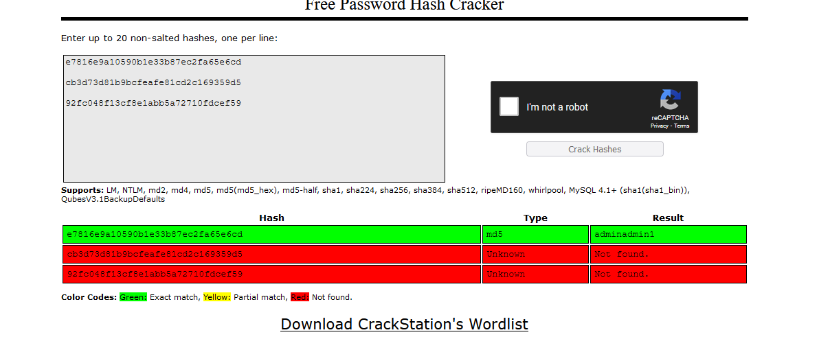 CrackStation Results