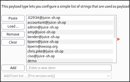 list in Burp intruder
